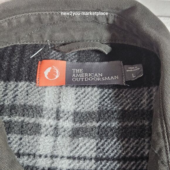 The American Outdoorsman Canvas Flannel Lined Shirt Jacket Large Flawed warm - Picture 3 of 9